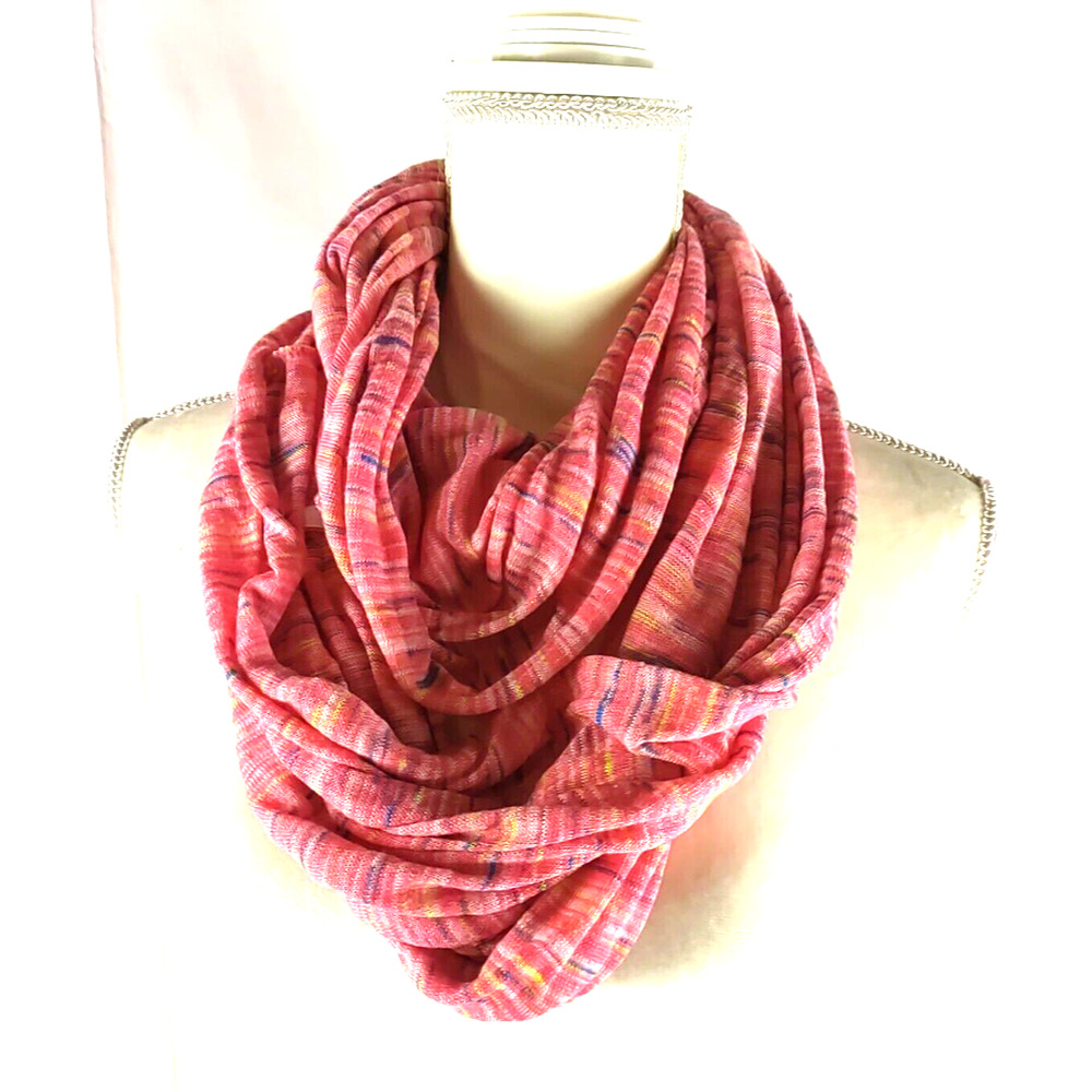 Scarf Infinity Orange Blue Cream 56"X 25" Colorful